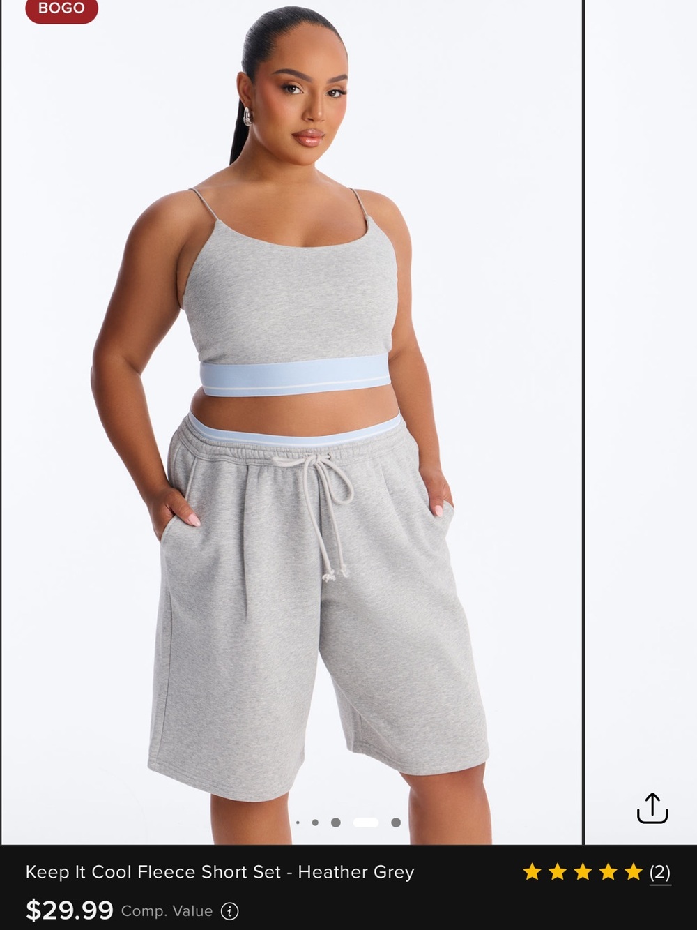 Heather Grey Women's Fleece Drawstring Shorts & Top